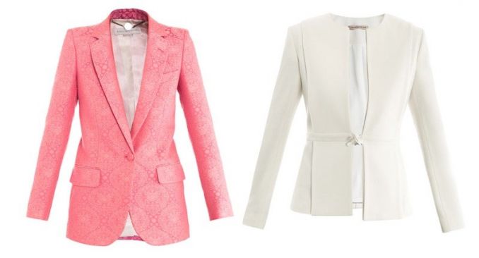 Švarkai „Stella McCartney“ (k.), „Christopher Kane“ (d.), (matchesfashion.com archyv. nuotr.)
