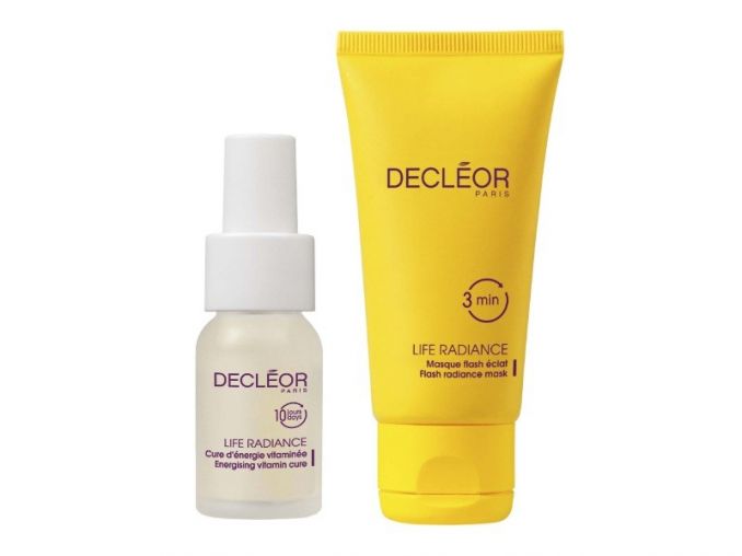Serumas „The Life Radiance Vitamin Energy Cure“ („Décleor“) ir kaukė „The Life Radiance Flash Radiance Mask“
