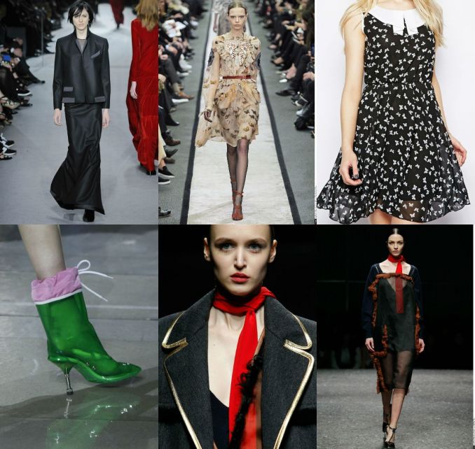 Viršuje: „Tom Ford“ modelis, „Givenchy“ modelis, suknelė „Yumi“. Apačioje: aulinukai „Miu Miu“, „Prada“ modelis, „Prada“ modelis