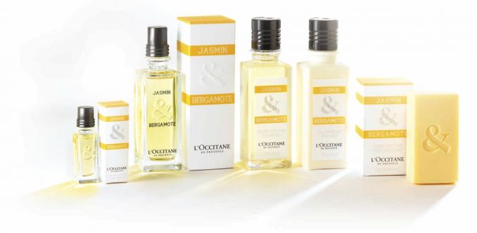 Tualetinis vanduo „Jasmin & Bergamote“ 189 Lt (75 ml), 29 Lt ( 7.5 ml); Dušo želė „Jasmin & Bergamote“ 42 Lt ( 175ml); Kūno pienelis „Jasmin & Bergamote“ 64 Lt ( 175ml); Kūno pienelis „Jasmin & Bergamote“ 23 Lt (50ml), Kvapnusis muilas „Jasmin & Bergamote