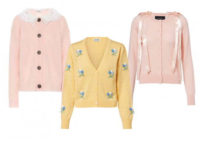 Kardiganai: „Miu Miu“, „Rixo“, „Simone Rocha“