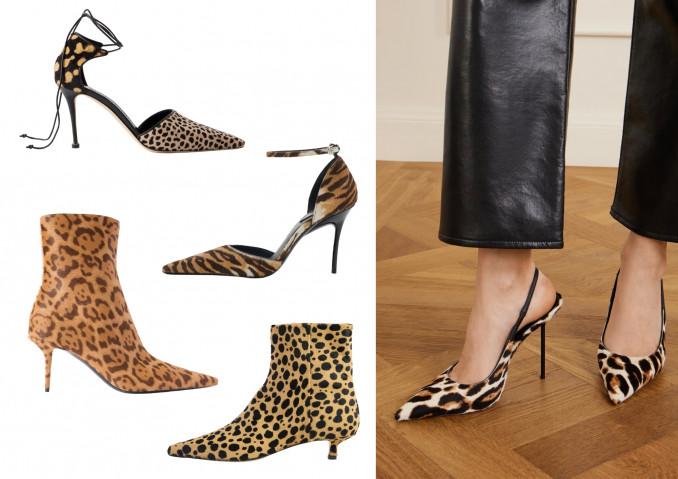 Laukinių kačių kailio raštais marginti aukštakulniai: „Manolo Blahnik“, „Alaia“, „Saint Laurent“, „Aeyde“, „Paris Texas“