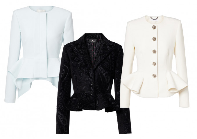 Švarkai: „Roland Mouret“, „Etro“, „Safiyaa“