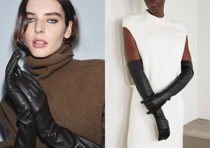 Ilgos odinės pirštinės: „Zara“ ir „Tom Ford“