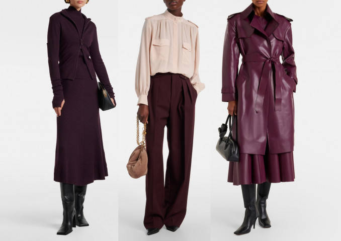 Megztas kostiumėlis, „Victoria Beckham“, kelnės, „Chloe“, lietpaltis, „Norma Kamali“