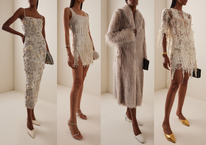 Suknelės ir kailiniai: „Rachel Gilbert“, „Staud“, „Marina Moscone“, „Oscar de la Renta“