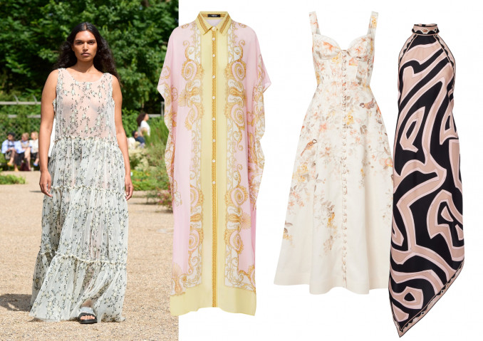 „Munthe“ 2026 m. pavasario ir vasaros modelis. Suknelės: „Versace“, „Zimmermann“, „Pucci“