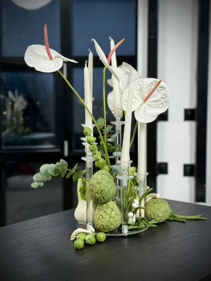 „Floristinis desertas“ – kompozicija su daržovėmis