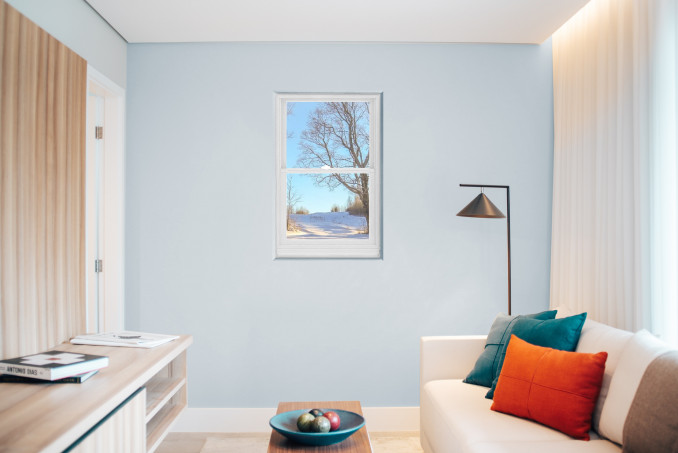 Švelnios spalvos sienos padeda sukurti vientisą ir erdvesnį kambario vaizdą