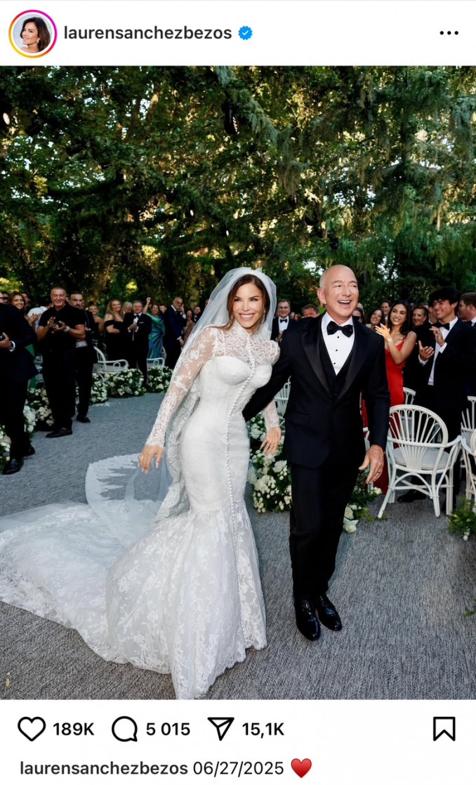 Privačioje ceremonijoje susituokė Lauren Sanchez ir Jeffas Bezosas