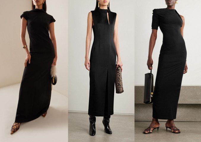 Juodos suknelės: „Amir Taghi“, „Khaite“, „Jacquemus“
